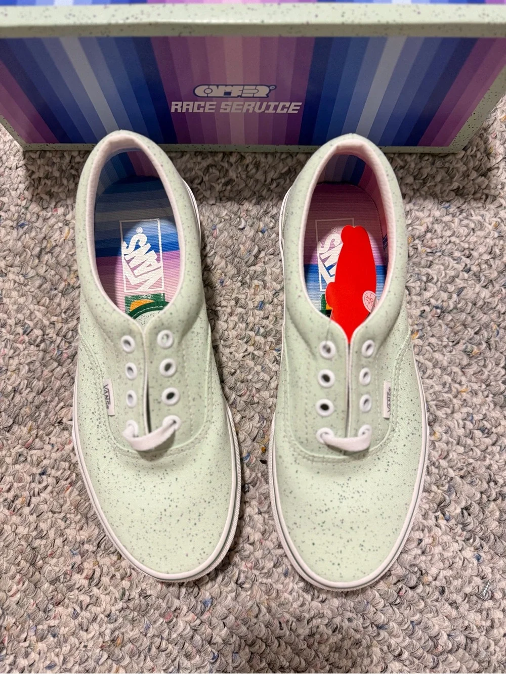 Vans Daniel Ricciardo F1 Driver Women's Mint Green Speckle Canvas Sneakers